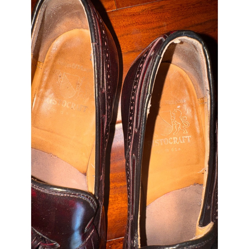 Johnson & Murphy Wingtip Tassel Loafer Burgundy Leather Men's Dress Shoes Size 9 - Picture 2 of 5